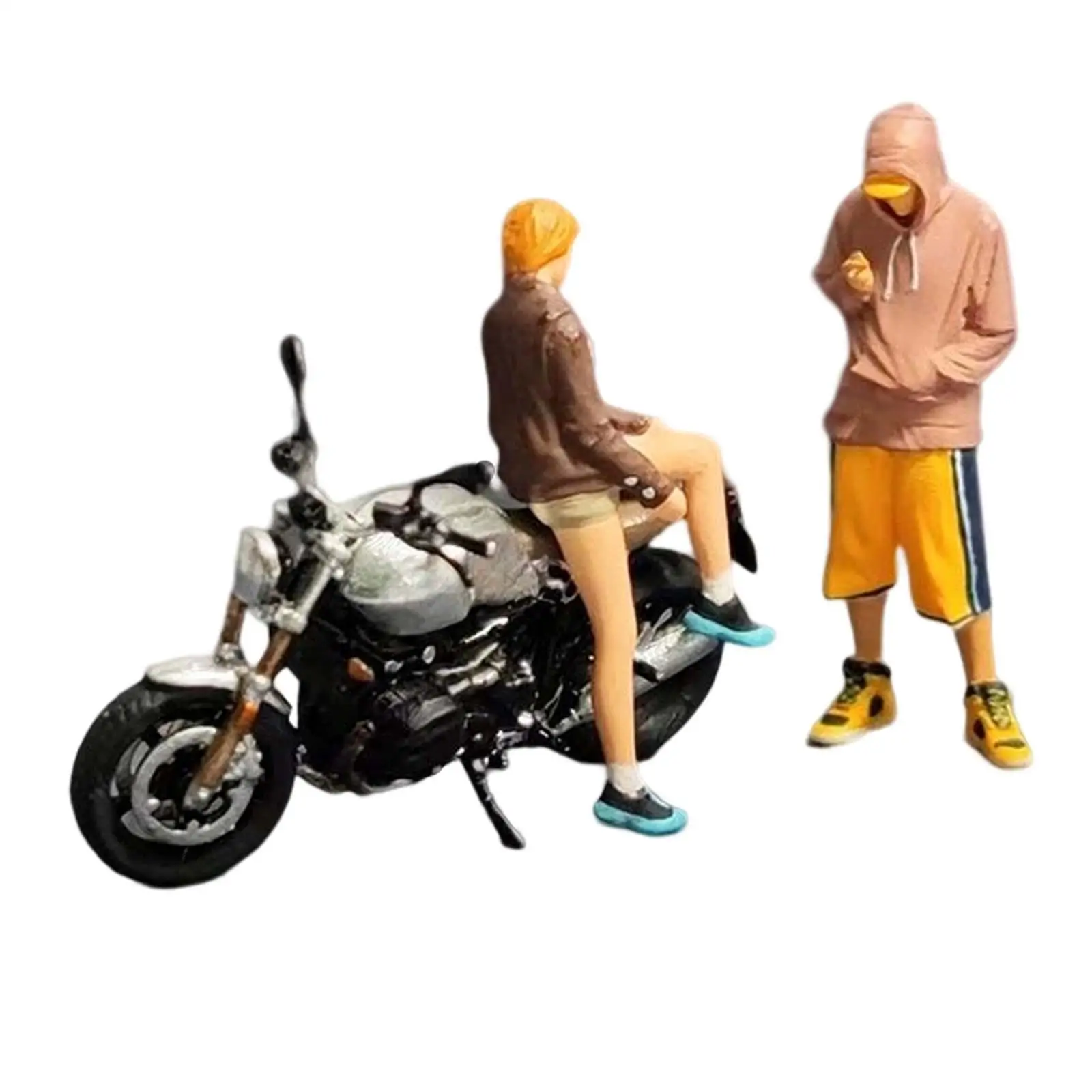 1/64 Figures Motorcycle Resin Doll Street Scene Miniatures Tiny people Model Layout Dioramas Character Model Toy