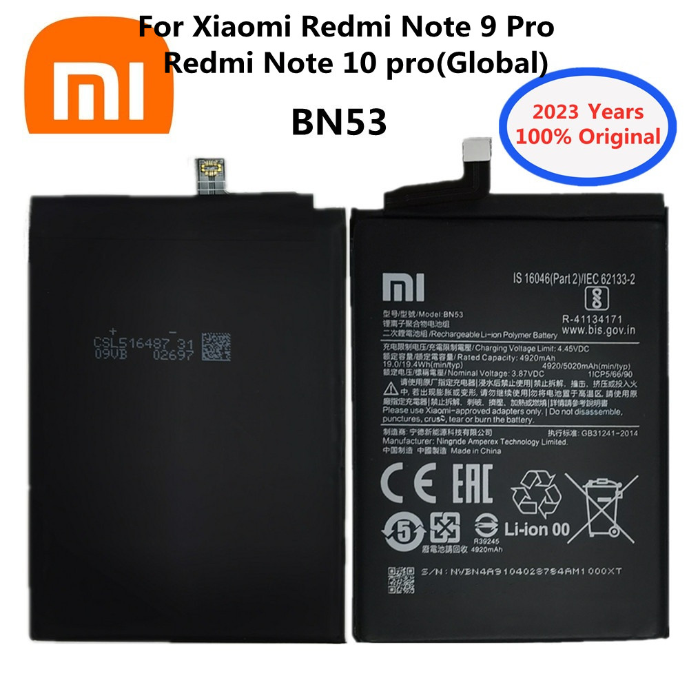 2023 год, 100% оригинальный аккумулятор для Xiaomi Redmi Note 9 Pro / Redmi  Note 10 pro (Global), 5020 мАч, Сменный аккумулятор для телефона BN53 |  AliExpress