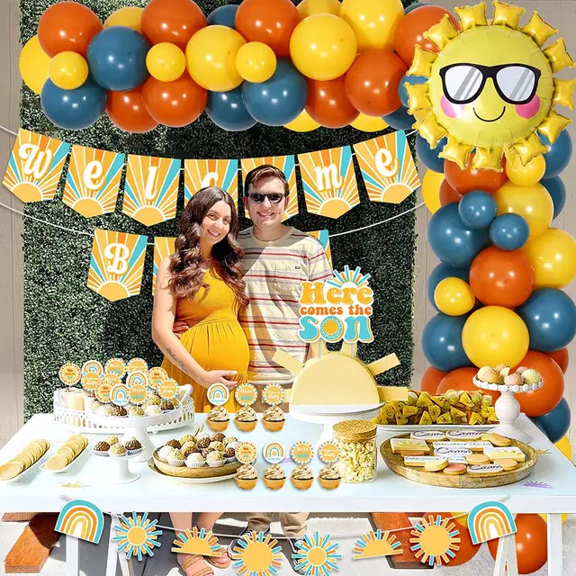Sun Theme Baby Shower Decorations for Boys, Here Comes The