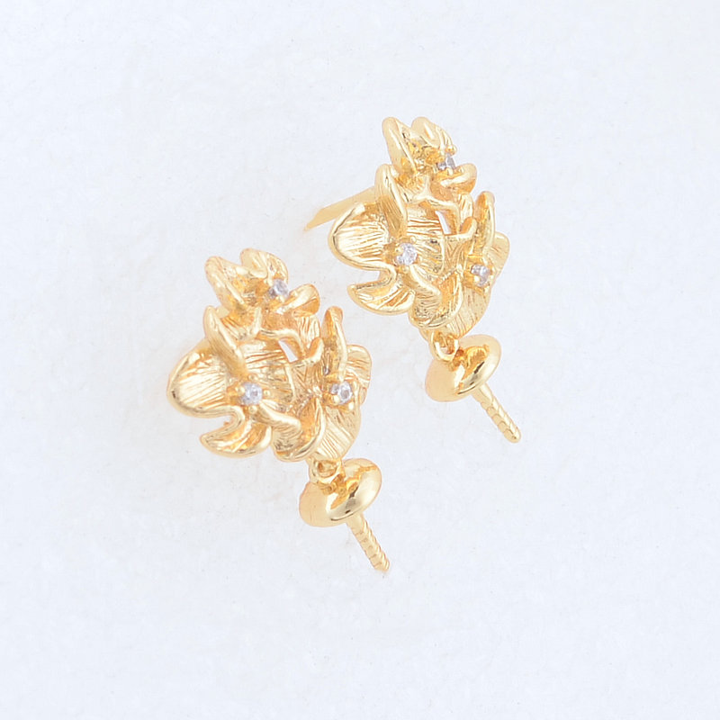 11*19mm 14 Karat vergoldetes Messing mit Zirkon blumen Ohr stecker hochwertige DIY DIY Schmuck machen Suche Zubehör – Detail 3