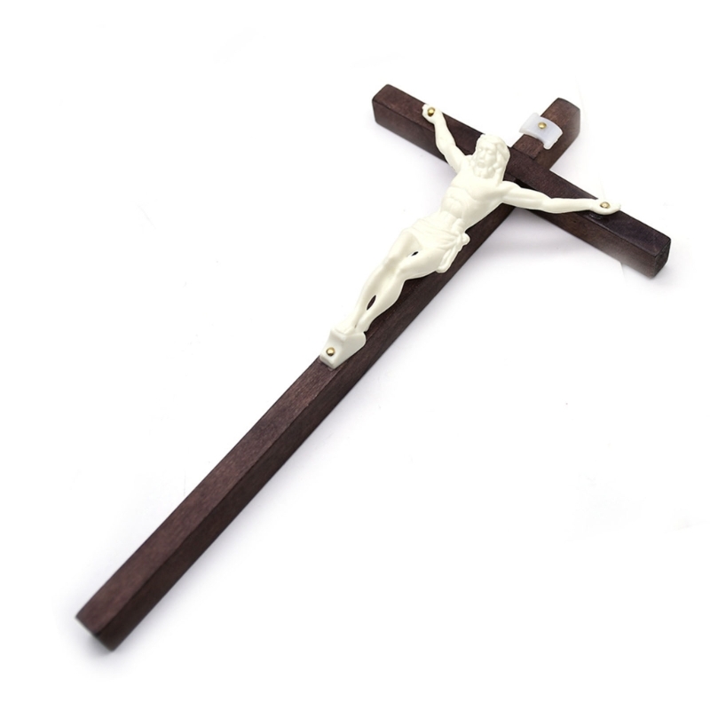 Description Picture 3 of itemCrucifix Wall Cross Solid Wooden Catholic Cross Decor for Wall Christian Prayer Hand Holding Cross Home Office Decor