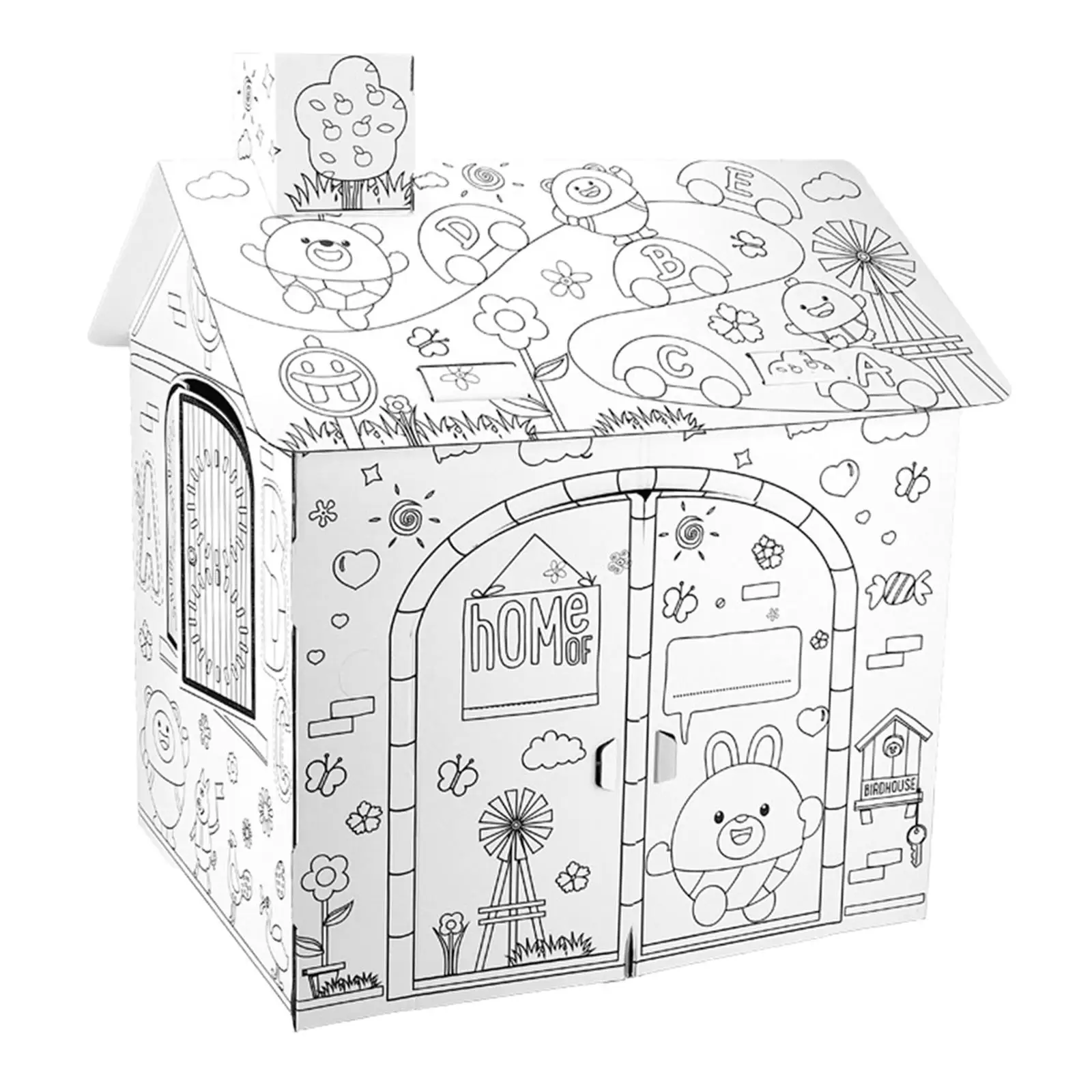 Cardboard Playhouse Creative Crafts Preschool Toy for Indoor Holiday Gifts