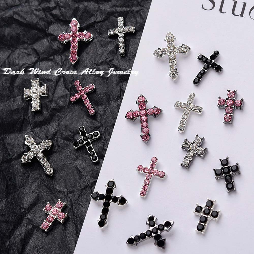 Best of 10Pcs Classic Full Glitter Rhinestones Cross Nail Art Charms 3D Punk Silver Diamond Cross Nail Decoration Luxury DIY Nail Parts Reviews & Tips