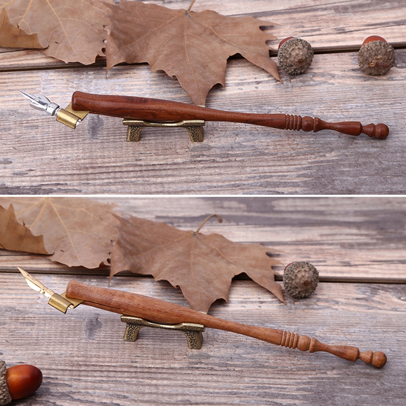 Kalligraphie Dip Stift halter Holz Stift Stange verstellbare Metall flansch Hochzeits feier liefert für Frauen Männer Kalligraphie Geschenke – Detail 5