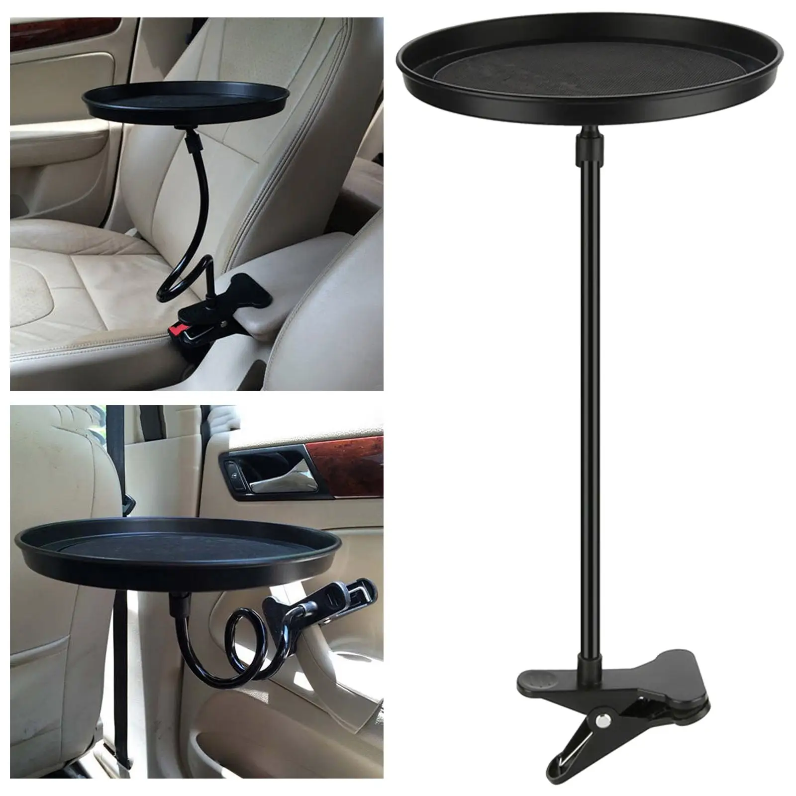 1x Car Food Tray Anti-Slip Stand with Clamp for Passenger Seat