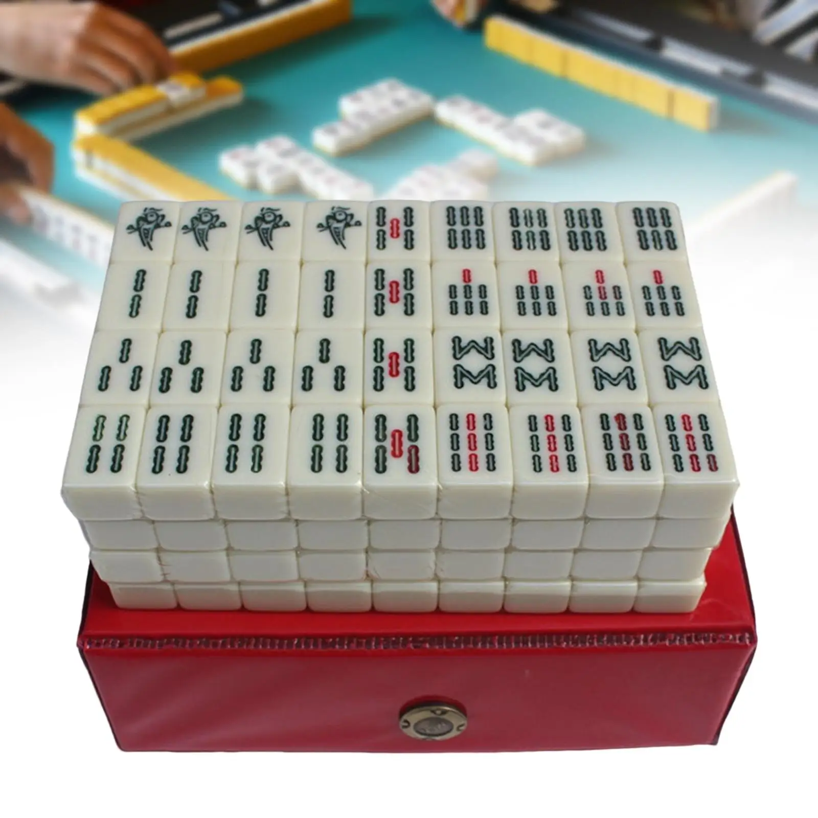 Portable Complete Mahjong Playset Board Game Maj Jongg, with Storage Box And 2