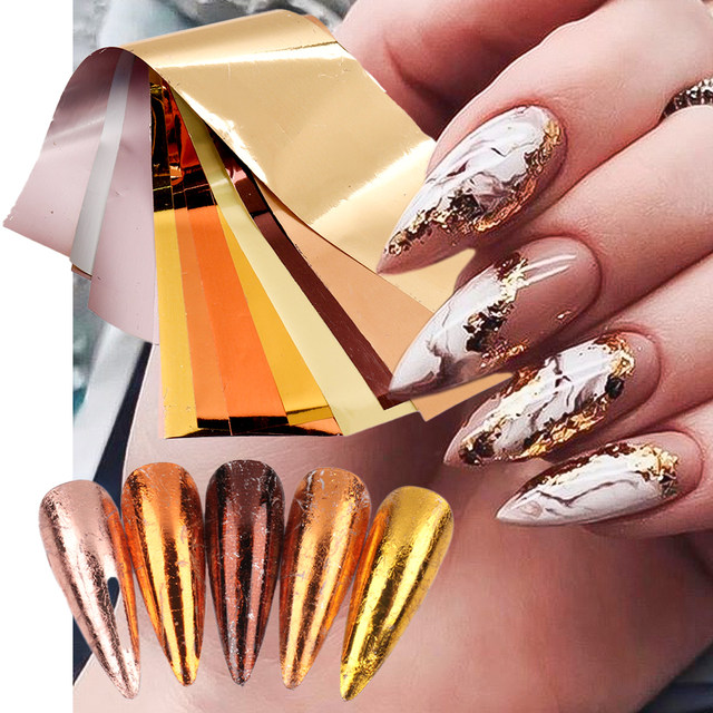 10pcs Nail Foils Transfer Stickers Holographic Laser Metallic Mirror  Chromatic Wrap Starry Paper For Manicure Decals Set NLZGX-B - AliExpress