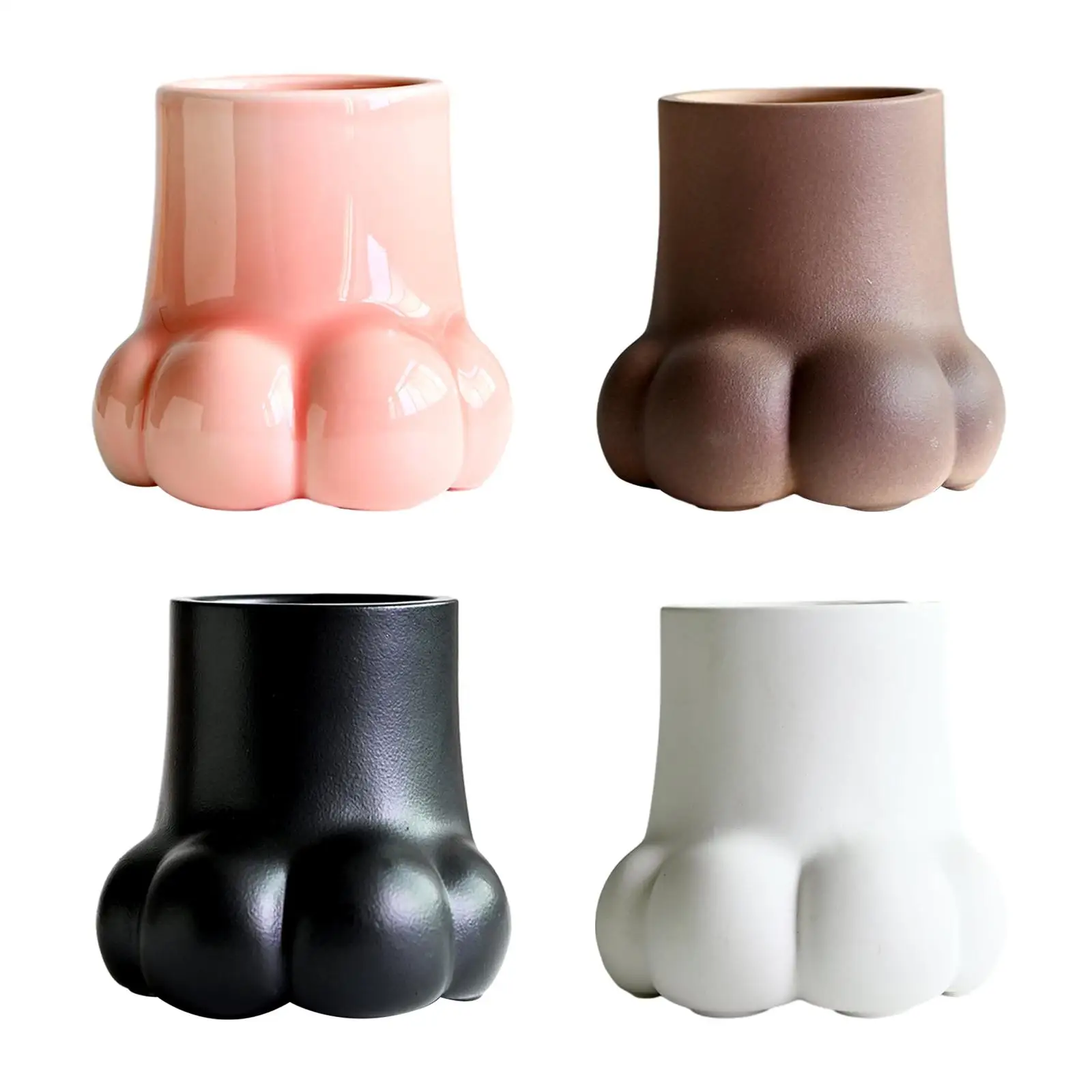 Ceramic Kitten Claw Vase Flower Pot Contemporary Multifunctional Stylish Porcelain Vase Handmade Vase for Cafe Restaurant