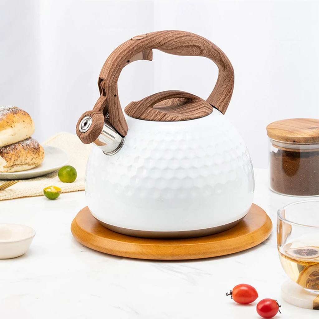 Kettle with whistle,2.8 L Kitchen Supplies Water Kettles Wooden Handle Cookware Dining Bar Home