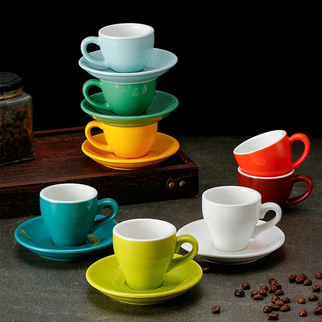 Nordic Style Tulip Shape Multicolour Macaron Espresso Cup And Saucer Set  Black Italian Coffee Mug Cafe Tea Espresso Shot Glass - Cups & Saucers -  AliExpress