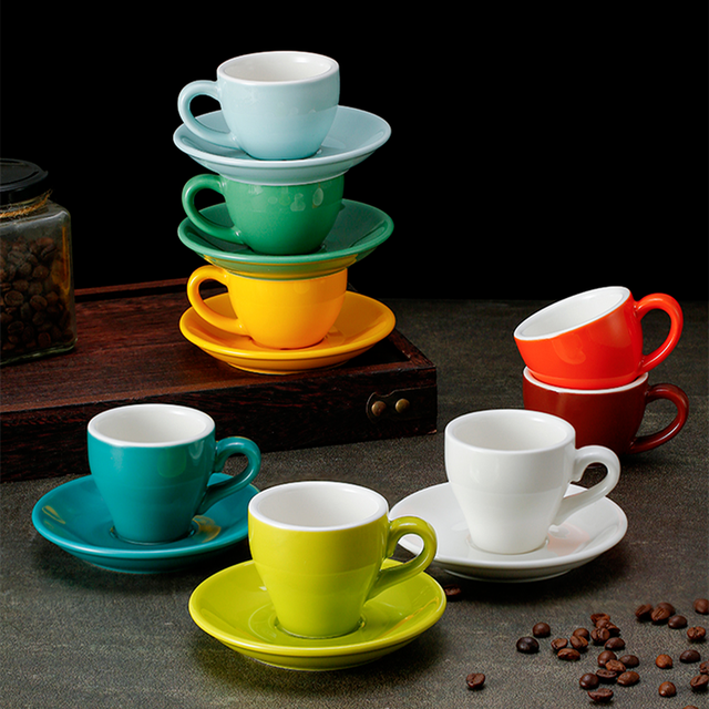 80ml Espresso Cup Set Office Ceramic Mug With Saucer Afternoon Tea Mini  Coffee Mug Drinkware Home Kitchen Solid Color Mug - Mugs - AliExpress