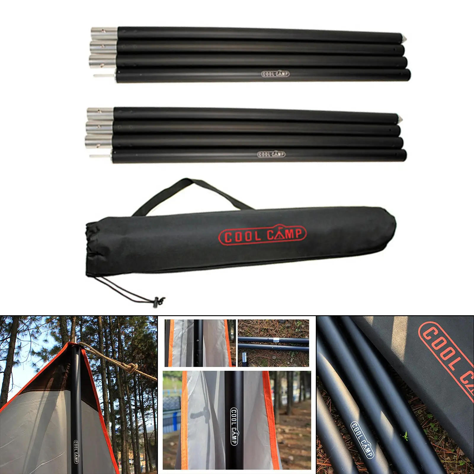 33mm Aluminum Tarp Poles Adjustable for Camping, Awnings,Shelters ,Made of High Strength Aluminum Alloy