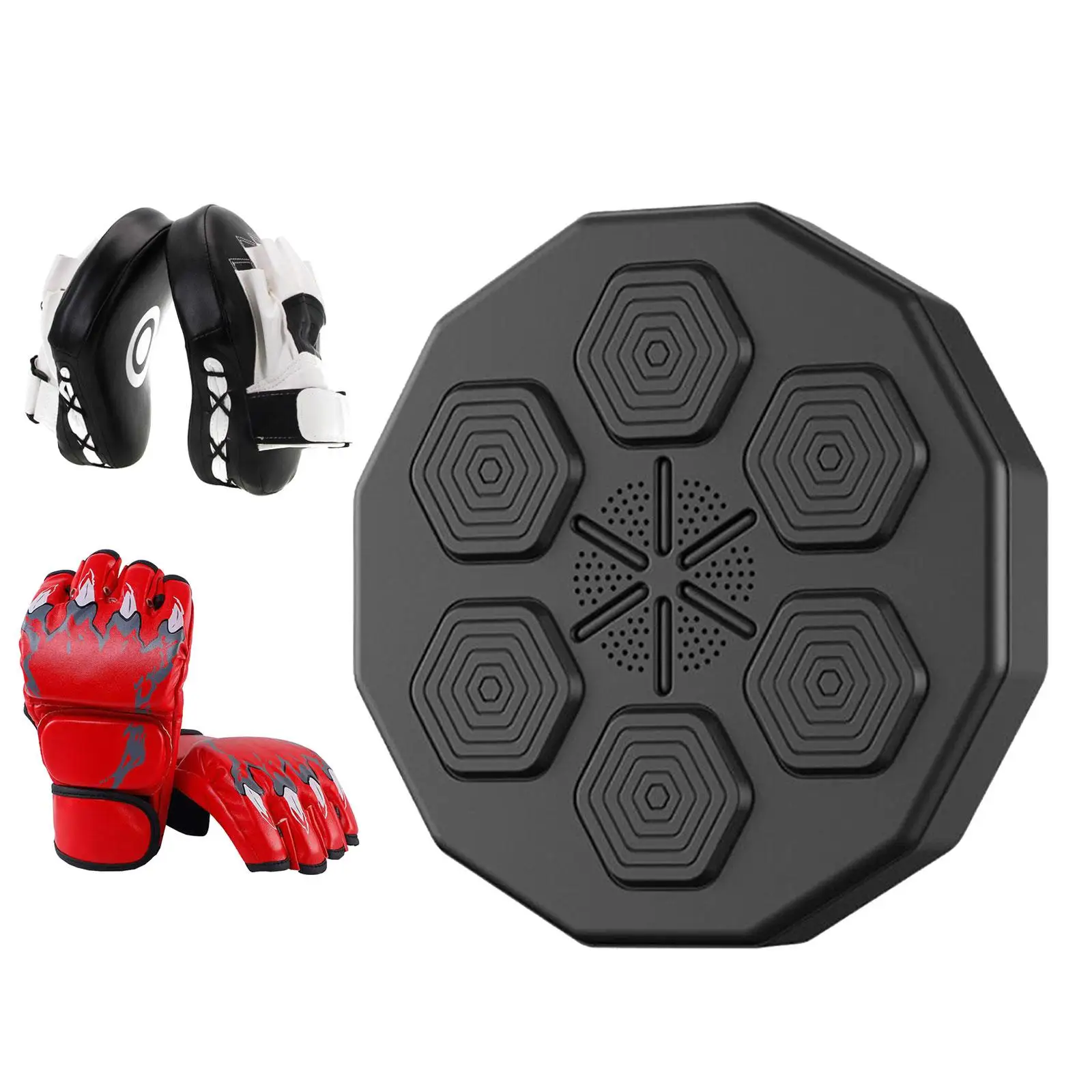 Music Boxing Machine with Light with Gloves Equipment Electronic Boxing Wall Target for Coordination Exercise Household Home Gym