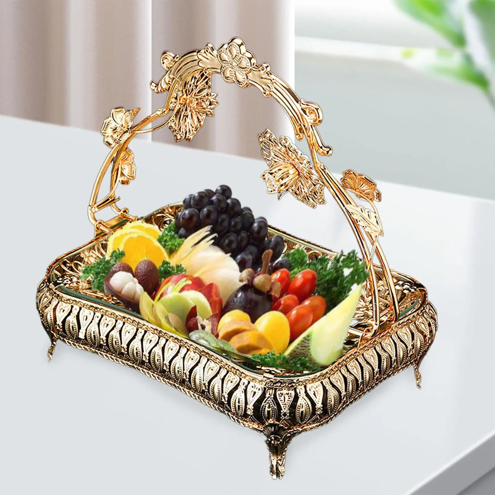 Luxury Fruits Serving Tray Cupcake Stand Dessert Tray Food Storage Container for Wedding Farmhouse Holiday Countertop Desktop