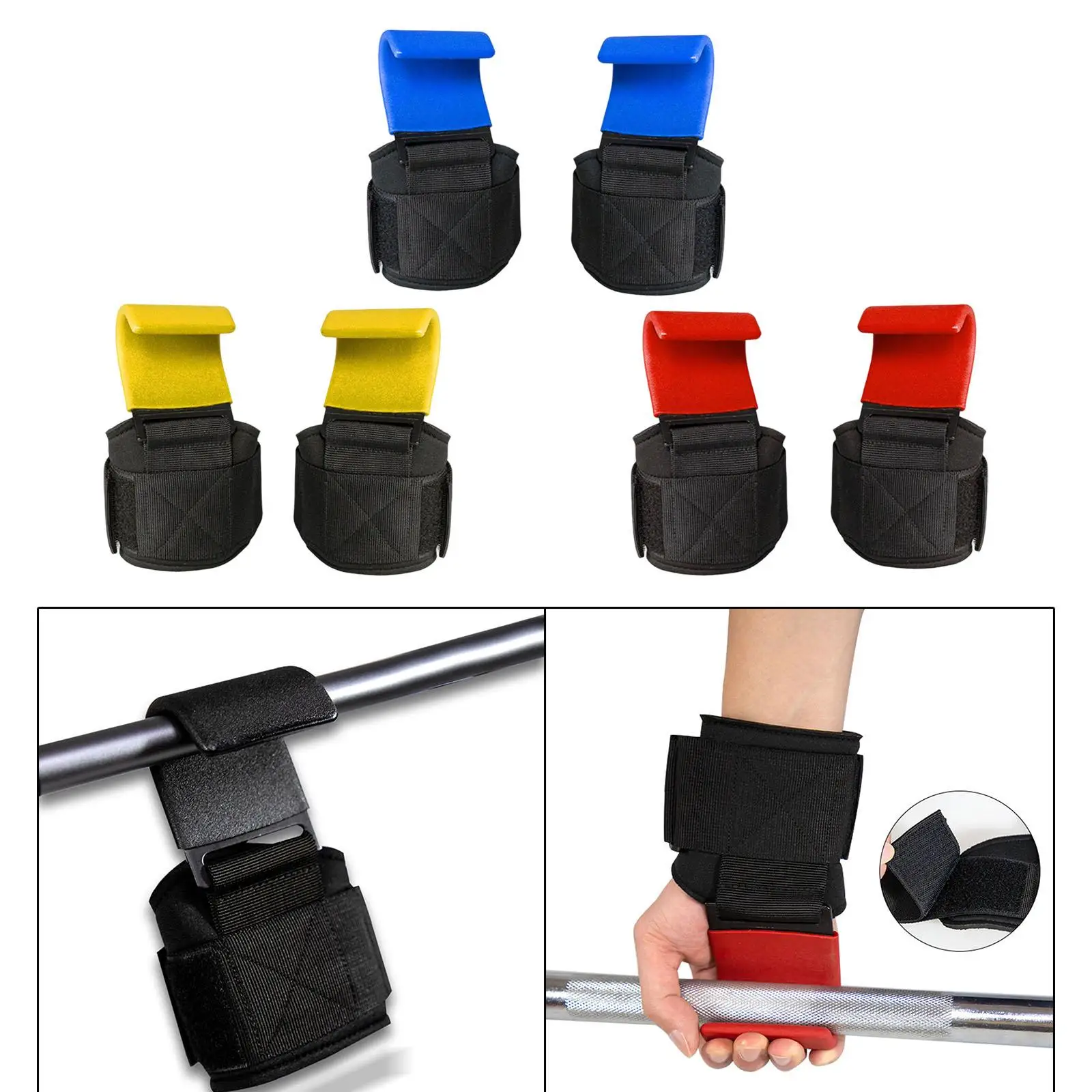 2Pcs Lifting Wrist Strap with Hook Heavy Duty Lifting Gloves Adjustable Grip Support Thicken Weight Lifting Hook for  Home