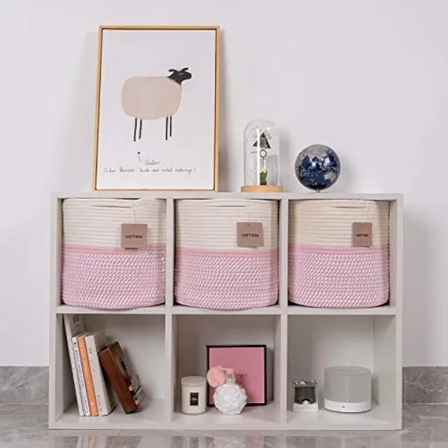 voten Cube Storage Baksets Bins 11x11'' Fit 12x12'' Organizer Bookcases  Shelving,Stylish&Durable Woven Cotton Basket Containers - AliExpress