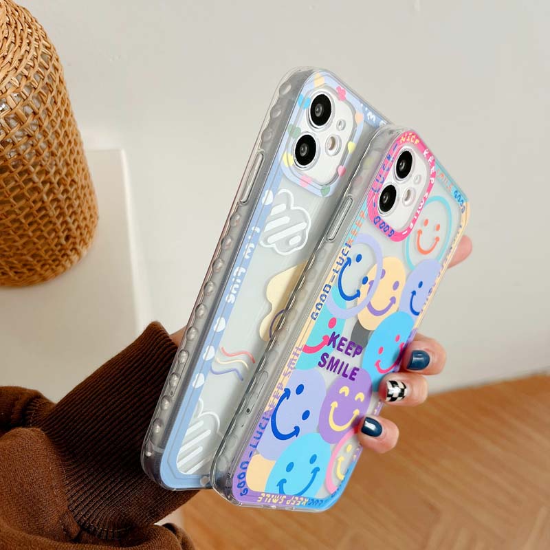 iphone 11 Pro Max  case חמוד צד מנוקדת דוב חיוך שקוף טלפון מקרה עבור iphone 13 12 11 פרו מקס Xs מקסימום X XR 7 8 בתוספת SE2020 רך TPU כיסוי iphone 11 Pro Max cover case