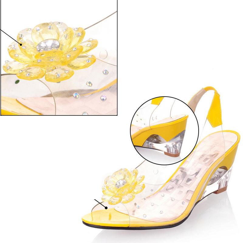 Studded Flower Design Transparent Sandals Peep Toe Heels Sandal Wedding Party Shoes Women Fishmouth Open Toe Heels 2026 New