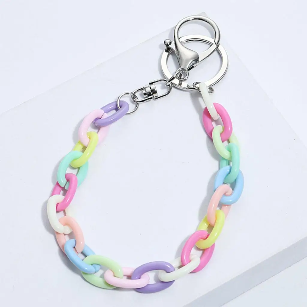 Chain of Colorful Acrylic Links, Keychains with Lobster Closure for Necklace, Bracelet,  Manufacturing, 