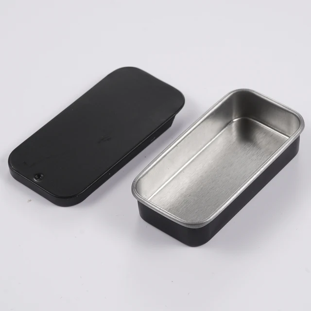 100pcs 10ml 2.4x1.3x0.4'' Empty Metal Slide Top Tin Containers Gunmetal Small  Tin Containers for Lip Balm Crafts Storage Kit - AliExpress