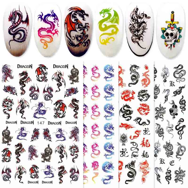 Best of 3D Nail Art Dragon Decals Stickers Red Black Dragons Snake Design Self Adhesive Nail Sticker Acrylic Manicure Tips Decorations Reviews & Tips