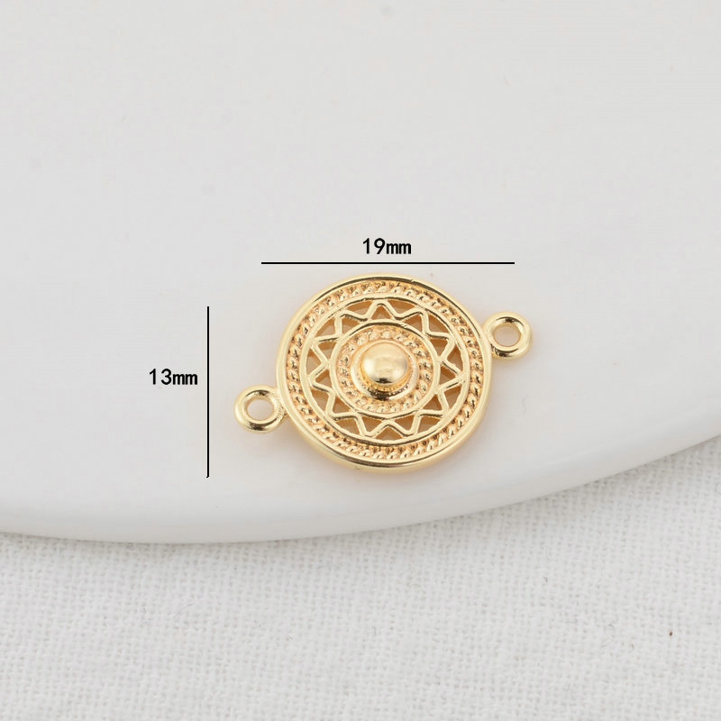 6pcs 13 × 19mm 14k vergoldet rund 2 Löcher verbinden Charms Anhänger Schmuck herstellung liefert DIY Zubehör – Detail 5