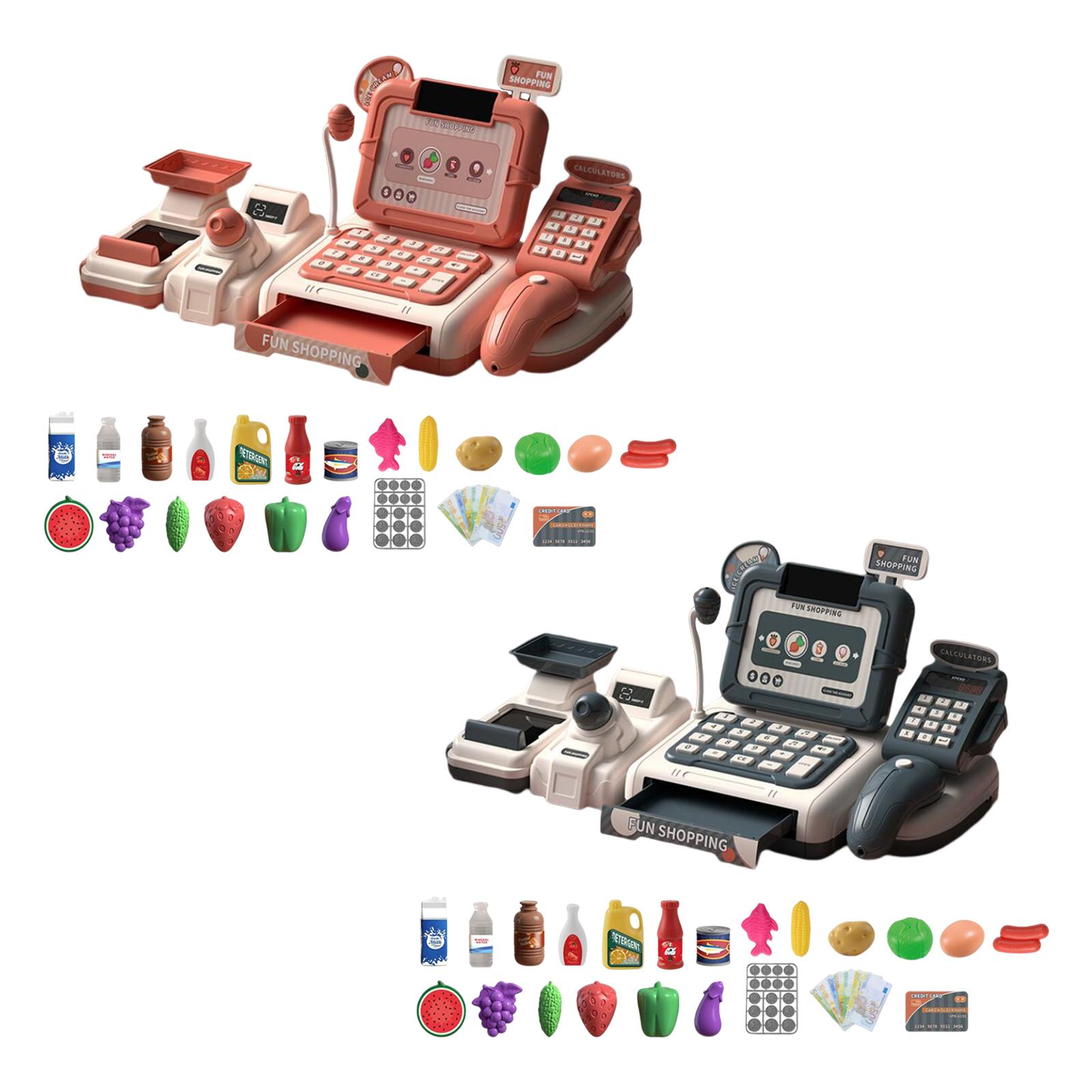 Kids Supermarket Cash Register Playset Supermarket Shop Toys Grocery Cash Register Set Cash Register for Baby Birthday Gifts