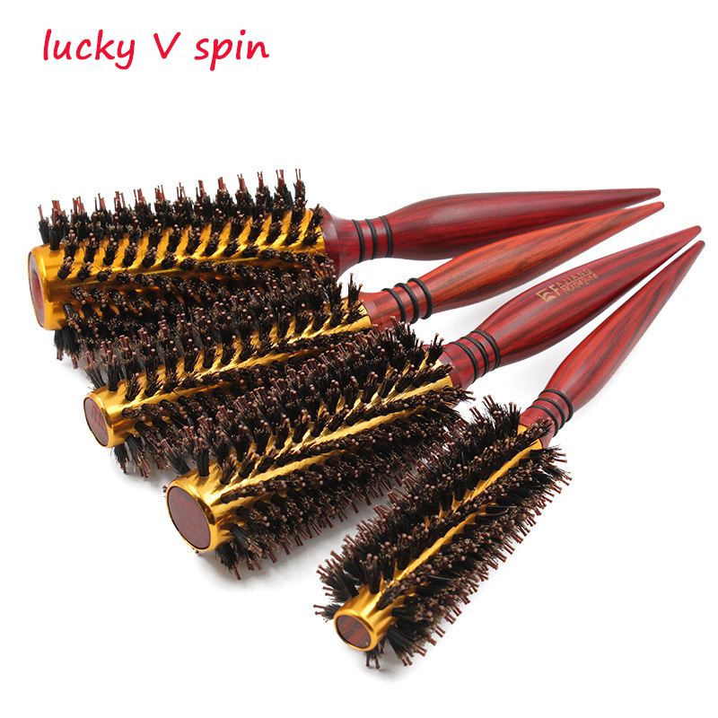 Best of Professional Natural Boar Bristle Round Brush Wooden Handle Hair Rolling Brush For Hair Drying Styling Curling Handle Combs Reviews & Tips