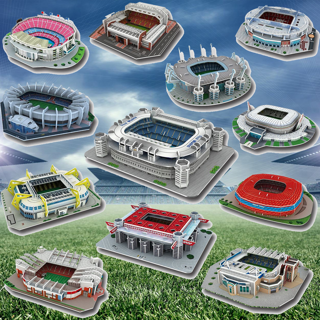 Classic Jigsaw DIY 3D Puzzle World Football Stadium European Soccer  Playground Assembled Building Model Puzzle Toys