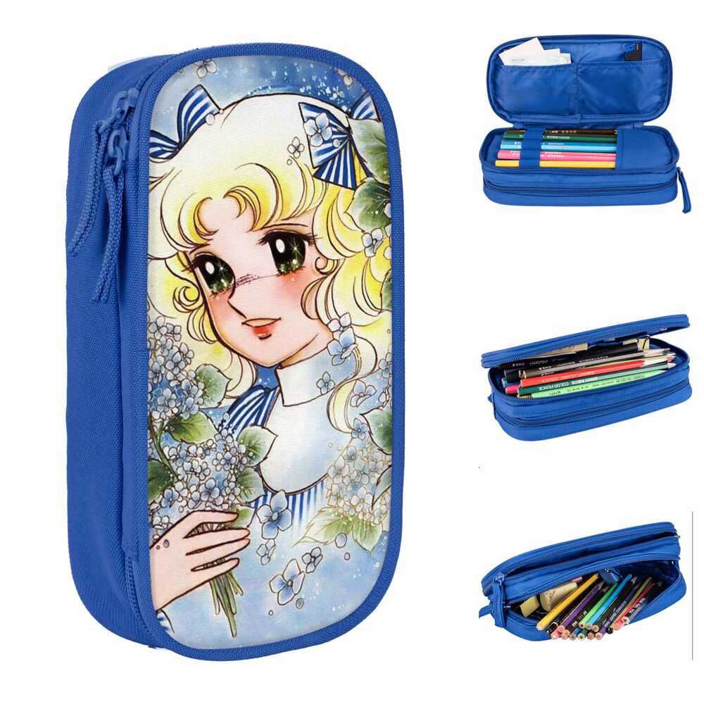 Anime Pen Bags para Meninas, Grande Armazenamento,