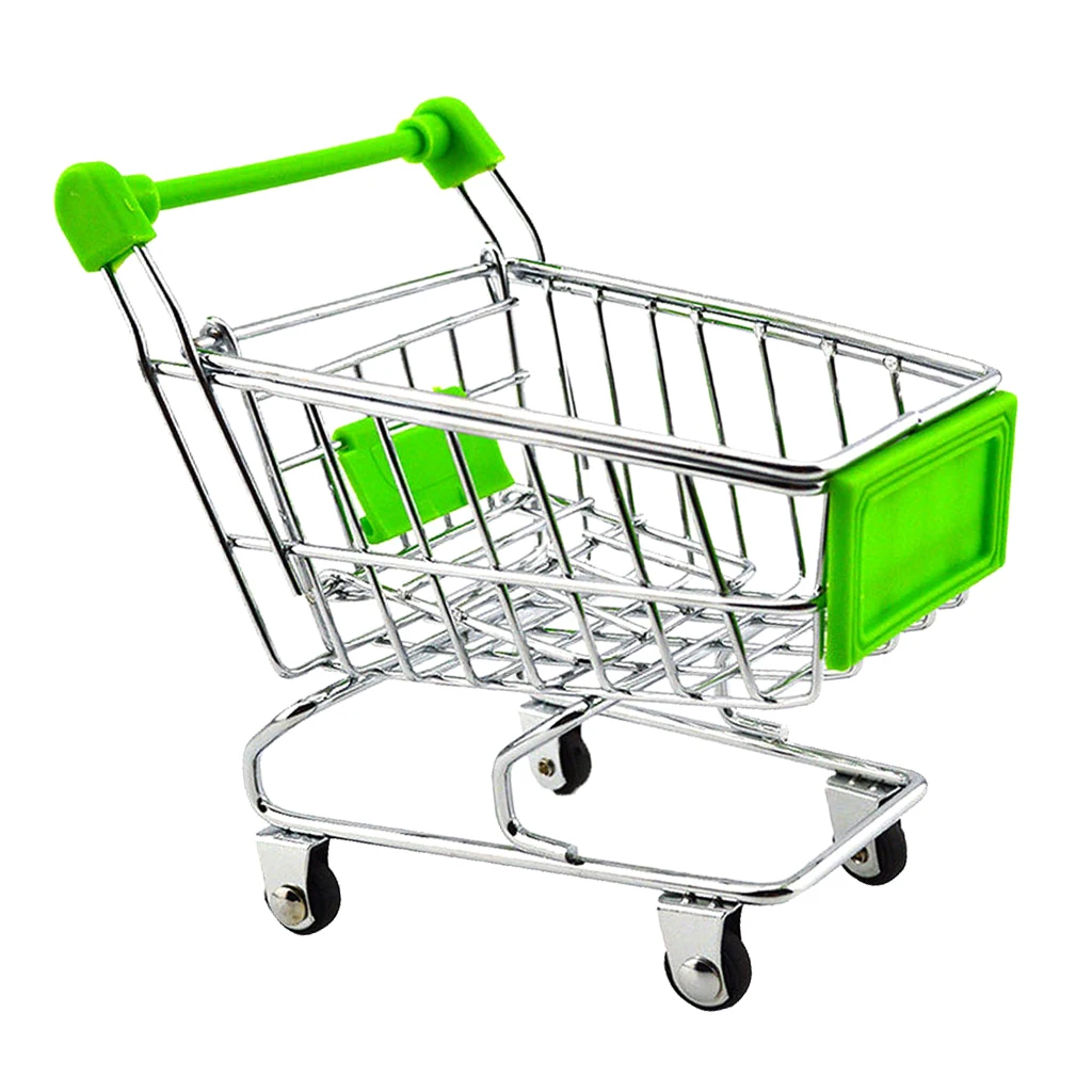 Mini Supermarket Shopping Cart Trolley Toy Phone Jewelry Holder Stand Mini Storage Cart