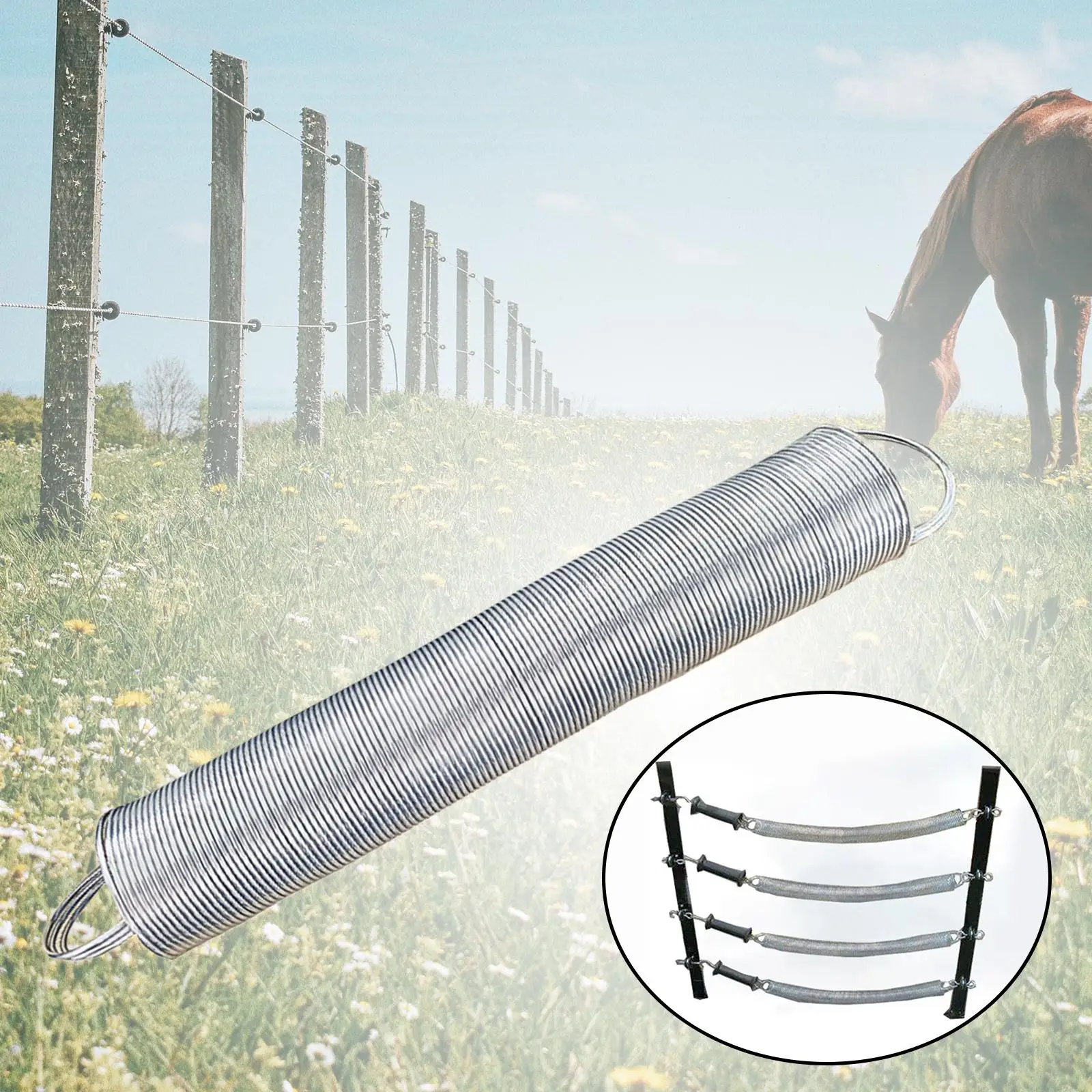 Livestock Fence Simple Installation Portable Practical Retractable Spring Gate Steel for Livestock Supplies Poultry Fencing Accs