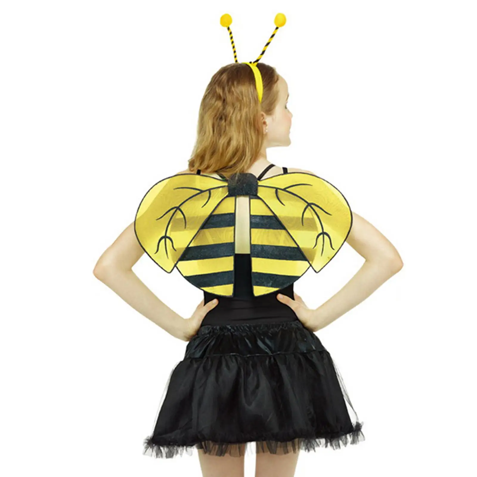 Bee Costume Kit Women Photo Props Cosplay Headband Fairy Wing Cv Masquerade Party Favors Role Festival Kids Girls