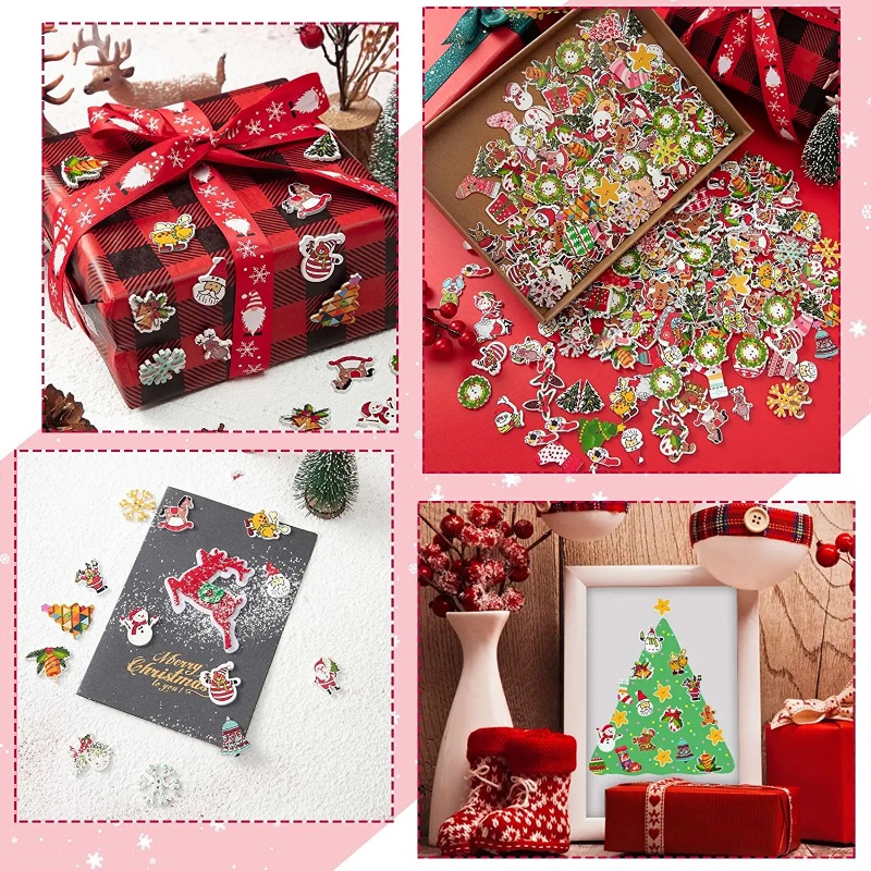Description Picture 5 of item50pcs Wooden Christmas Buttons Christmas Crafts Embellishments Sewing Christmas Stocking Decorative Buttons for Handmade DIY