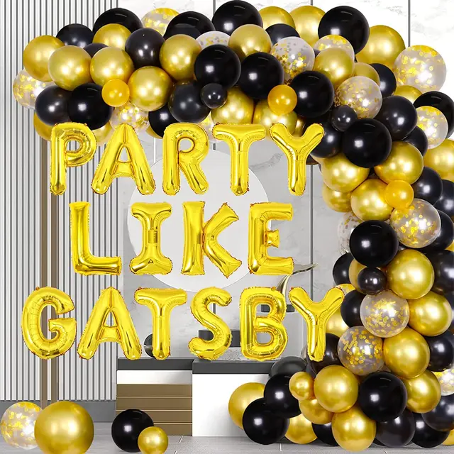 Party Like Gatsby Foil Balloons Great Gatsby Party Decorations Black Gold  Balloon Garland Kit Roaring 20s Birthday Decorations - AliExpress