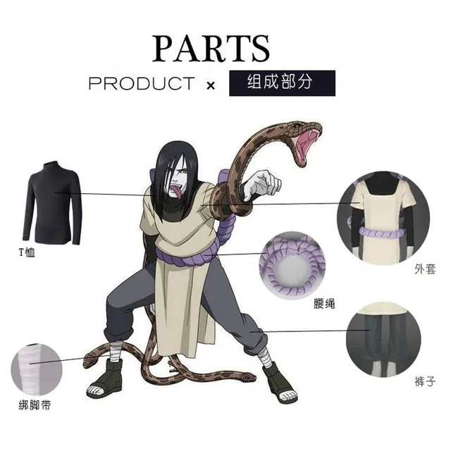 Fantasia de cosplay Sasuke Uchiha Orochimaru, One Color, Medium