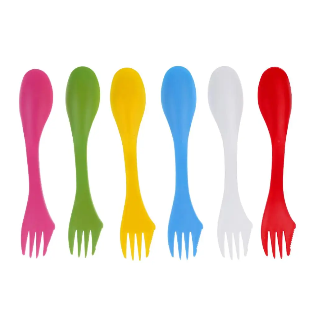 6 Color Durable &  Sporks , Fork  Utensils Flatware for Camping Picnic & Outdoor Activities or Indoor Home Use (6Pcs)