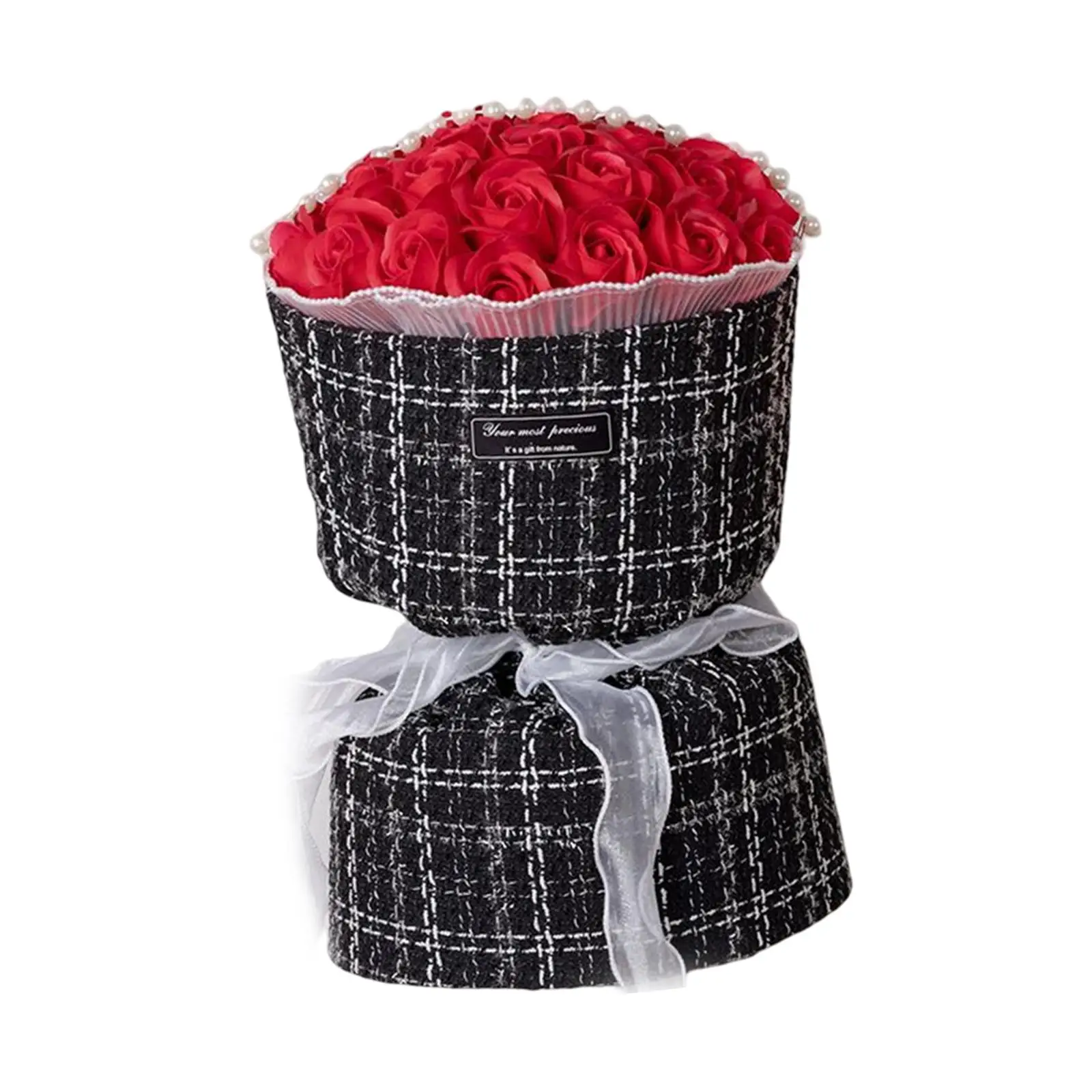 Romantic Artificial Flowers Rose Bouquet Valentine`S Day Decor Size 24Cmx30cm Realistic Appearance