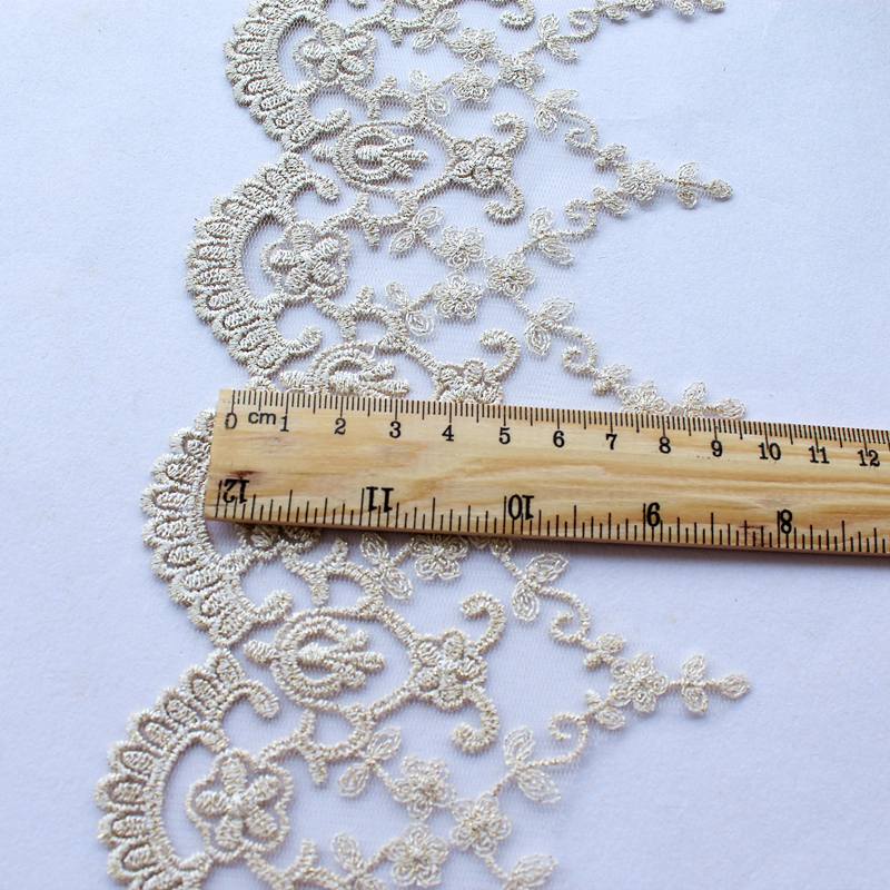Goldene Spitzenbänder, 11 cm/22 cm breit, zur Dekoration, Vorhänge, Zubehör, Tüllstoff für Handarbeiten, Nähen, 2 Yard, zum Verzieren, Großhandel – Detail 10
