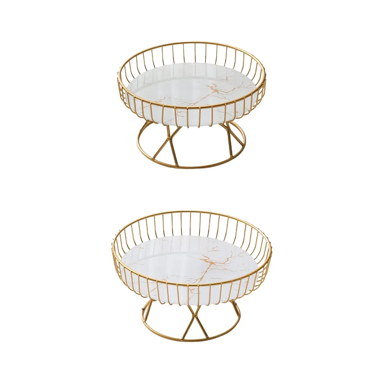 Golden Metal Iron Wire Round Fruit Basket Bowl Table Centerpiece Decorative
