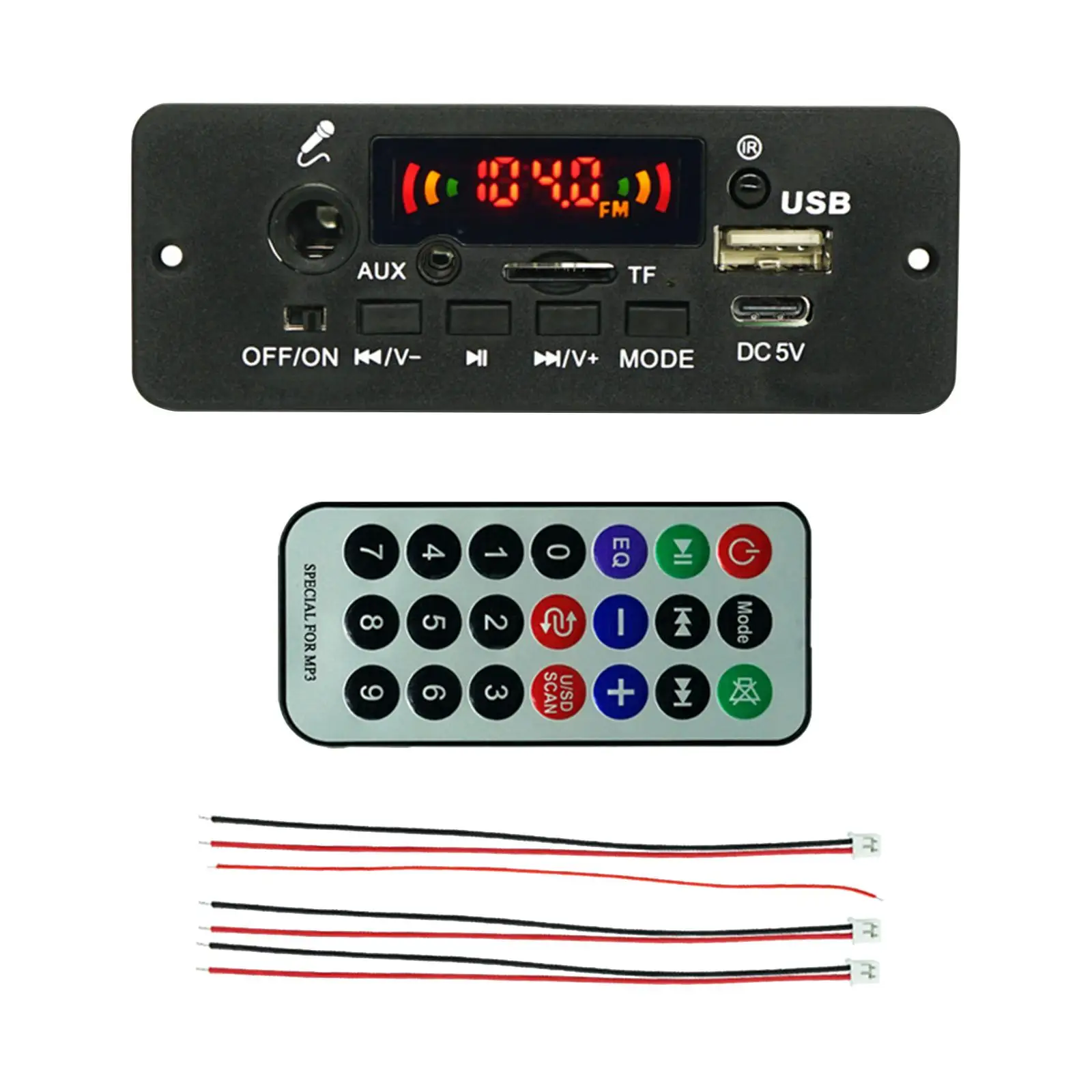 MP3 Decoder Board Support TF USB Audio Module Support Recording Microphone 2x5W Amplifier Car Radio Module MP3 Decoding Board