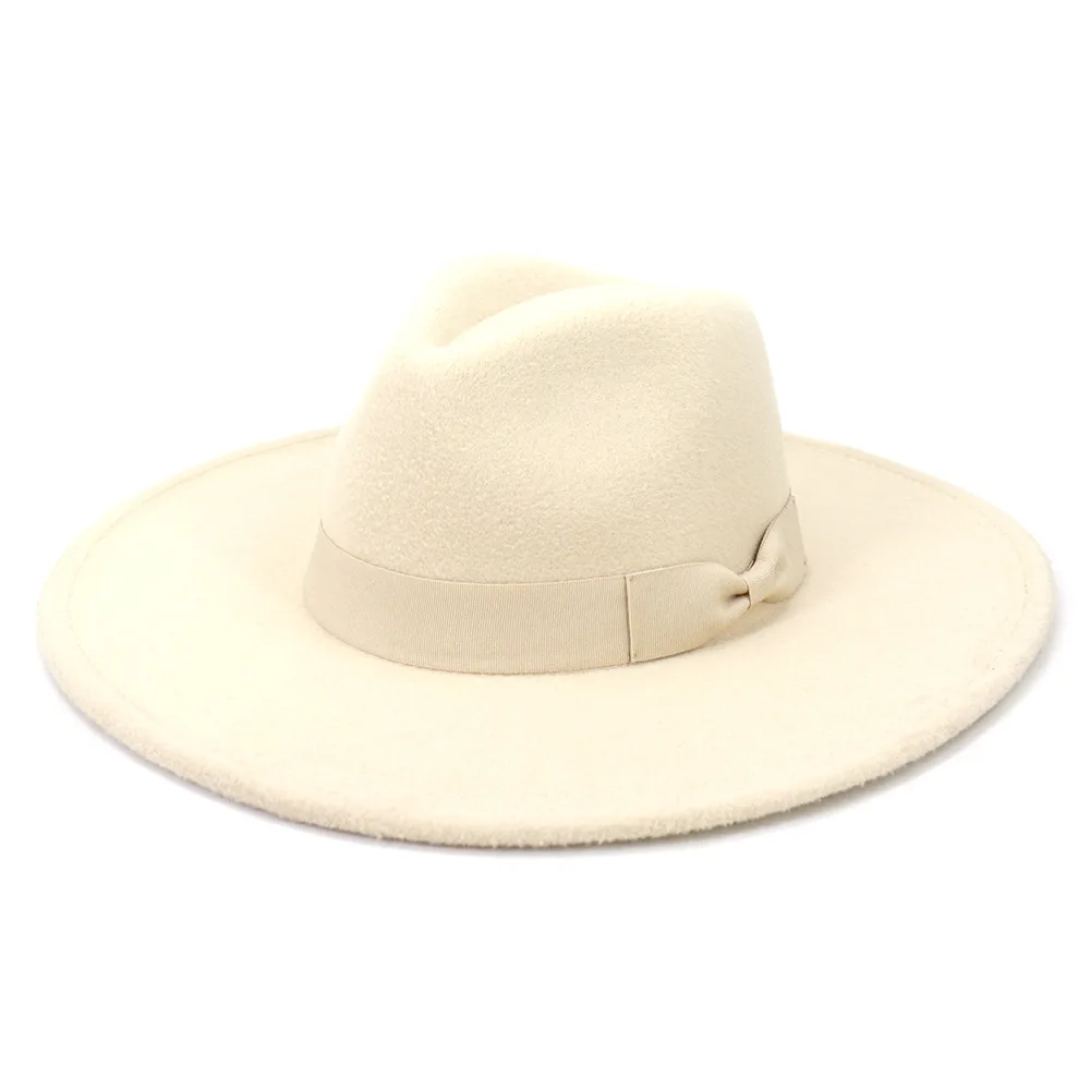 green fedora hat Europe and the United States Autumn and Winter New Big-brimmed Peach-heart Fashion Flat-brimmed Hat Ladies Woolen Jazz Hat straw fedora hat