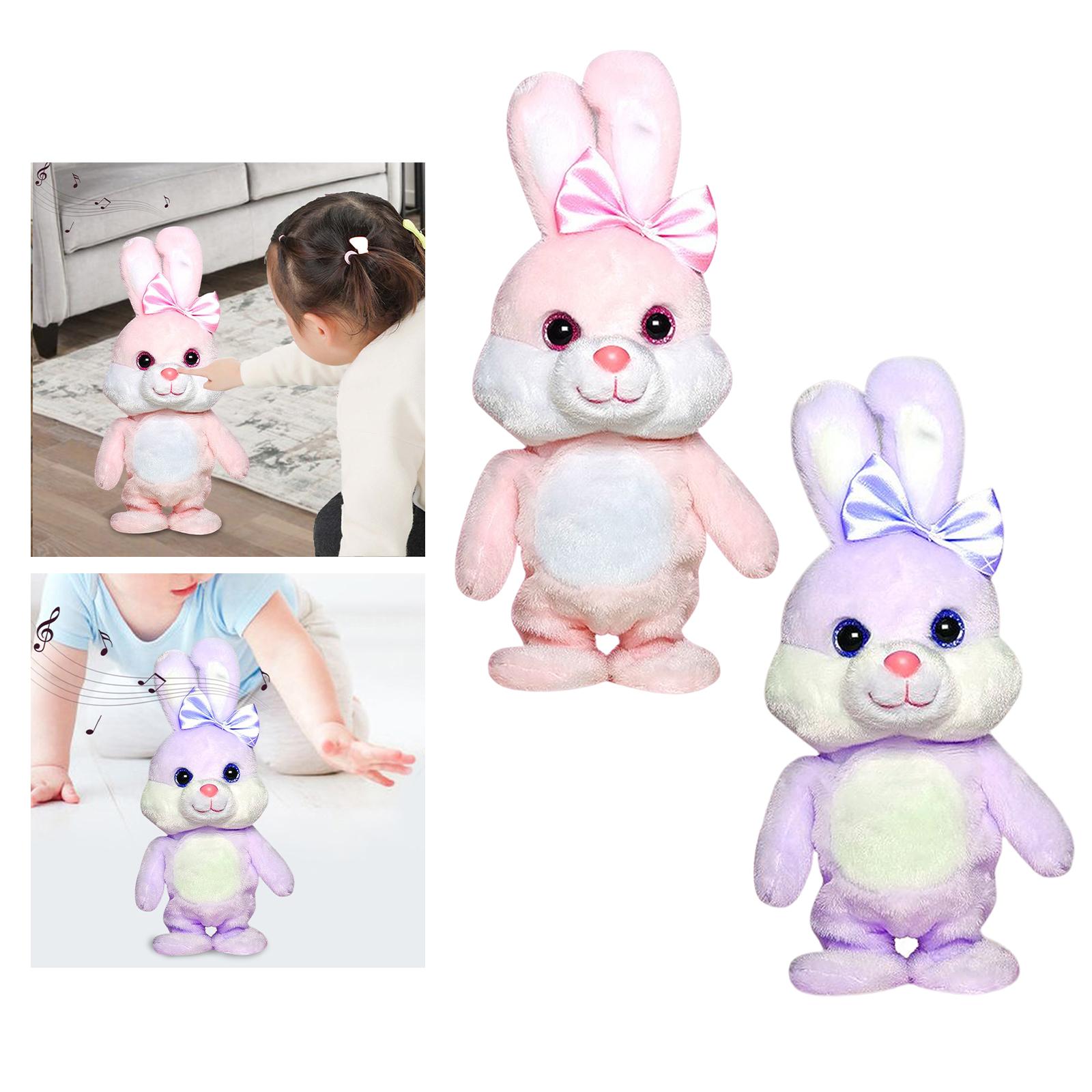 Cute Electric Plush Toy Rabbit Walking, Singing, Repeat Talk, and Recording for Home Decoration