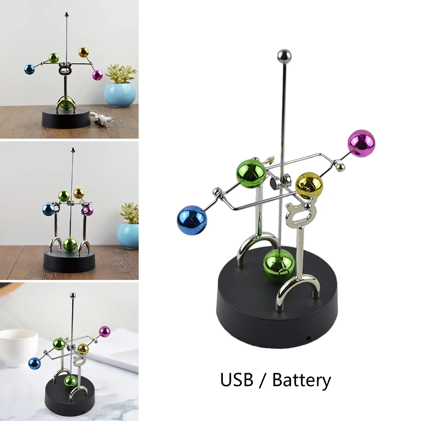 Electronic Perpetual Motion Desk Toy Revolving Balance Balls Physics Science Toy Christmas Gift Educational Toy For Children