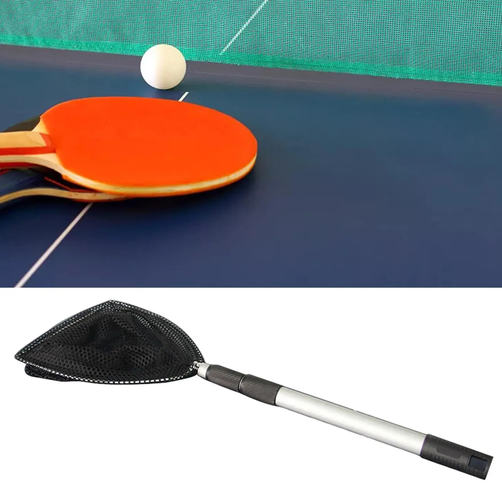 Telescopic Rod Table Tennis Ball Picker Pingpong Ball Retriever Pickup Net Bag Black