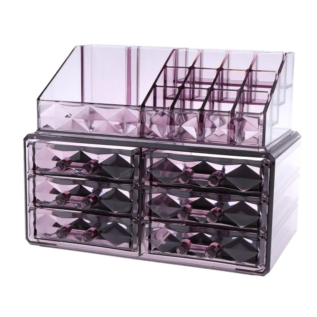 Acrylic 6 Drawers Cosmetic Organizer   Jewelry Storage Case Display Stand for Bathroom Dresser Vanity Countertop