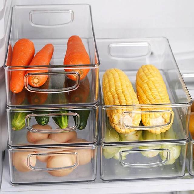  ACGrade Organizador de nevera, 6 cubos organizadores apilables  para refrigerador, contenedores organizadores de refrigerador con tapas,  para alimentos, carne, verduras : Hogar y Cocina