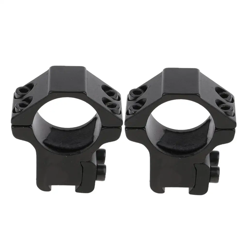 25.4mm 1`` Tube Clamp Ring Scope Mount Holder 11mm Rail with Hex Wrench for Installing Flashlight Torch (Black)- Low Profile