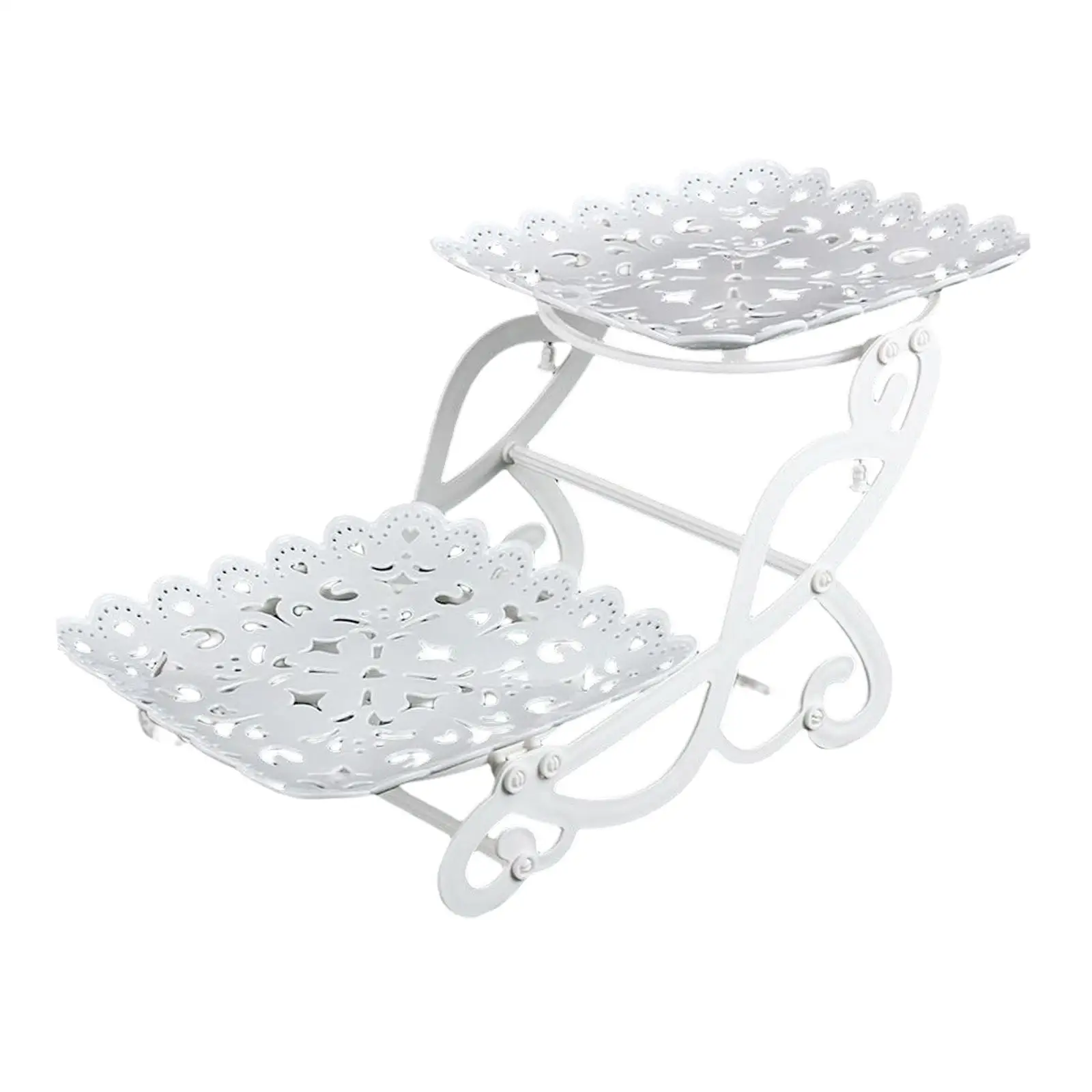 2 Tiers Cake Stand Snack Display Tray Dessert Tray for Dessert Afternoon Tea