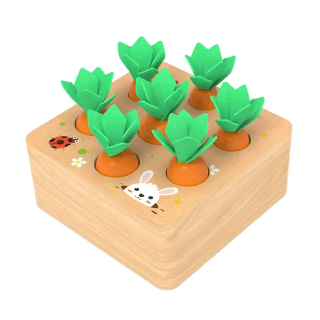 Montessori Shape Size Sorting Carrot Puzzle, Kids Toddlers Preschool Education Toys, Training Hand-Eye Coordination